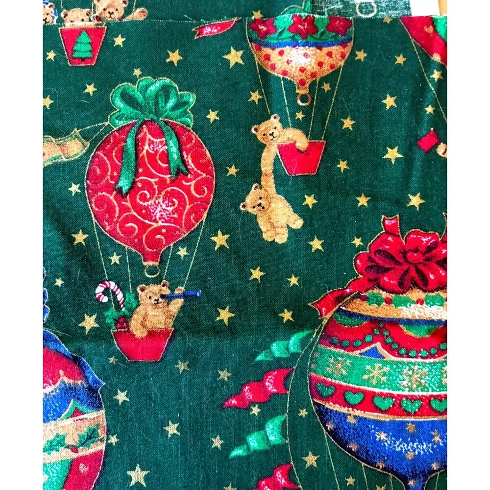 VTG Christmas Fabric Lot Springs Mills Peter Pan Poinsettia Teddy Bear 6 Yds